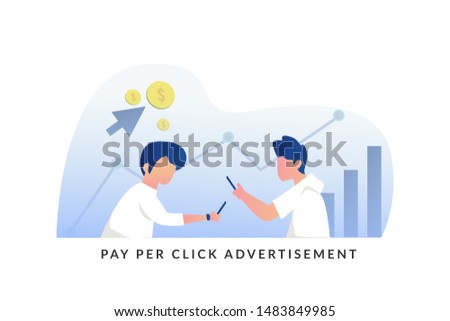 Flat concept for pay per click advertising vector illustration concept for web landing page template, banner, flyer and presentation