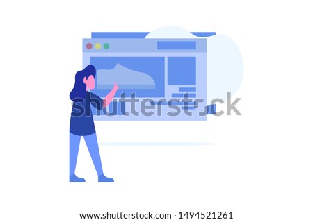 online shopping screen concept vector illustration concept for web landing page template, banner, flyer and presentation