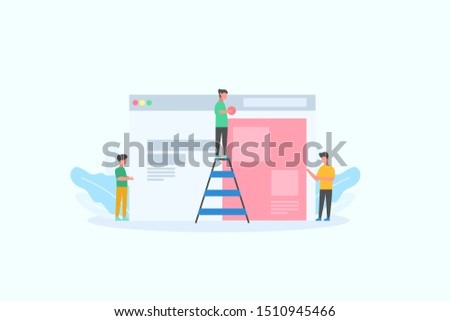 Create your own website. Web design and development. Site under construction concept vector illustration concept for web landing page template, banner, flyer and presentation