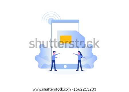 Sim card illustration concept for web landing page template, banner, flyer and presentation