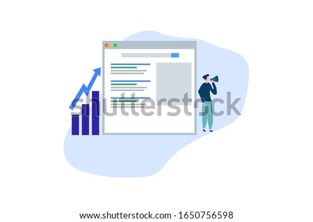 Seo analysis. business analysis concept illustration concept for web landing page template, banner, flyer and presentation