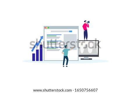 Seo analysis. business analysis concept illustration concept for web landing page template, banner, flyer and presentation