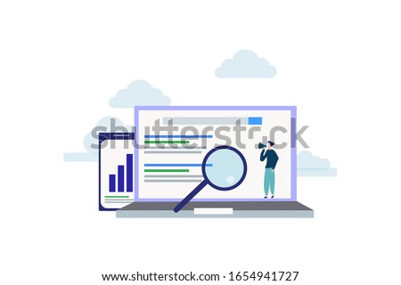 SEO growth. Search engine ranking illustration concept for web landing page template, banner, flyer and presentation