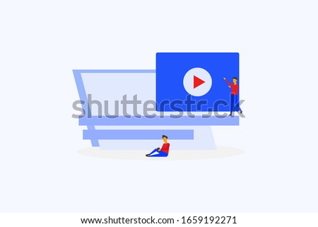 Video Sharing. Video Streaming illustration concept for web landing page template, banner, flyer and presentation