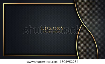 Elegant Black Luxury background concept with dark gold and glitter texture. Vector Illustration with Eps 10