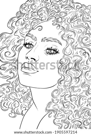 Vector portrait of a girl with long hair 