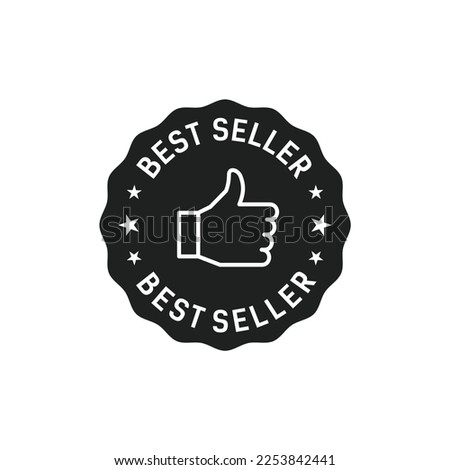 popular best-selling clipart vector of thumb best seller badge stamp symbol