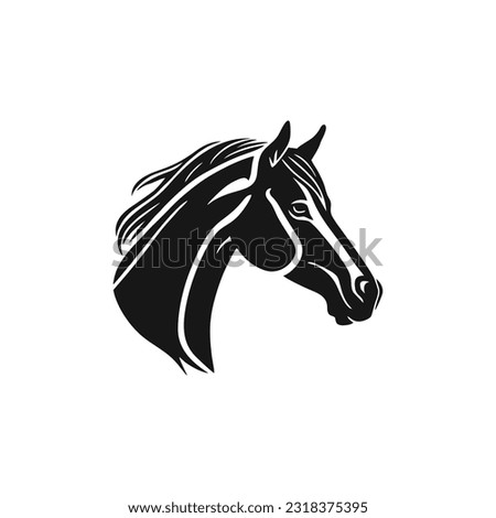 Horse head logo of horses face silhouette clipart. Horserace symbol of animal emblem icon, isolated on white background.