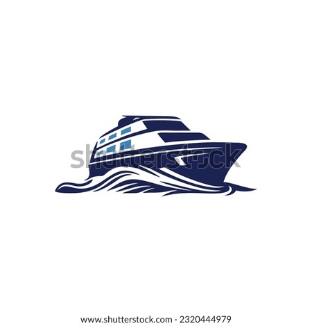 Speed boat Logo of Speedboat ship vector, cruise icon, yacht symbol, speed race sailboat clipart. isolated on white background.