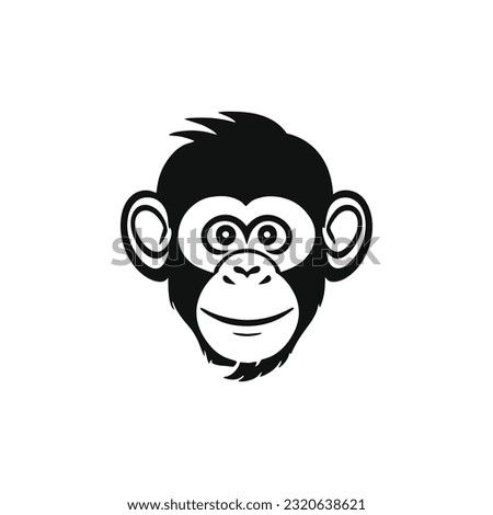 Monkey face logo of Ape head silhouette clipart vector, animal chimp symbol, gorilla icon. isolated on white background.