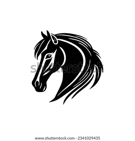 Horse head silhouette clipart of horses face Logo illustrator vector. stallion Horserace symbol of animal icon, isolated on white background.