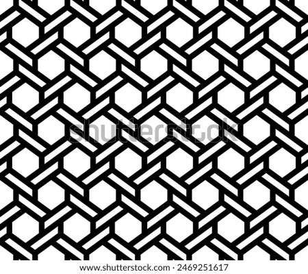 Repeating pattern of Hexagon woven symbol. Geometric Trellis seamless patterns, Hexagonal tiles vector.