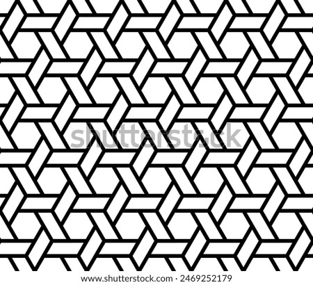 Hexagonal Seamless pattern of Geometric Trellis symbol. woven Repeating patterns, Hexagon tiles vector.