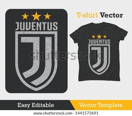 This Artwork is looking great in web and print. Easy Editable Vector Template-Juventus (Tshirt) 