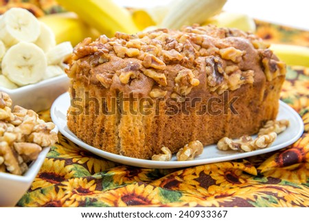 fresh banana nut bread with walnuts