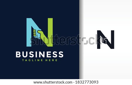 letter N shake hands logo Foto stock © 