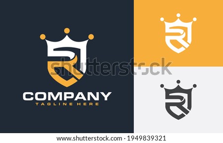 letter R shield crown logo