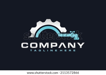 simple water faucet gear logo