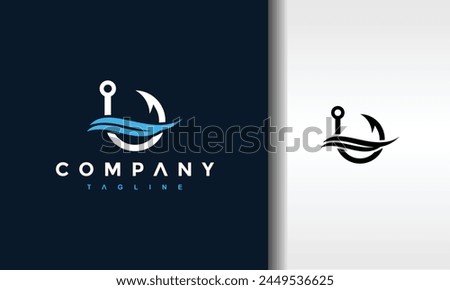 the water fishing hook logo