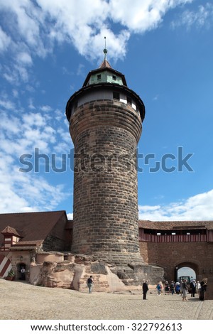 NUREMBERG, GERMANY - SEPTEMBER 04, 2015: Photo of Sinvelturm Tower or Round Tower Imperial Castle.