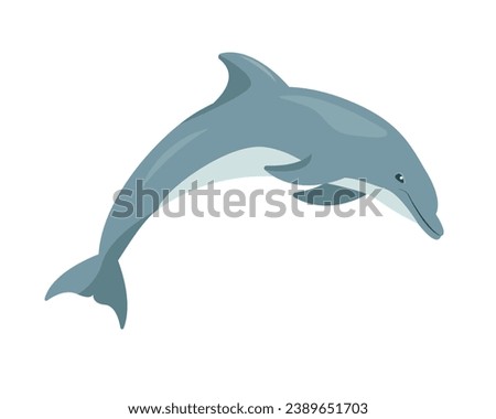 Dolphin animal icon. Cute dolphin jumping on Dolphins show. Ocean aquatic animal dolphin. Vector flat or cartoon illustration isolated on white background.