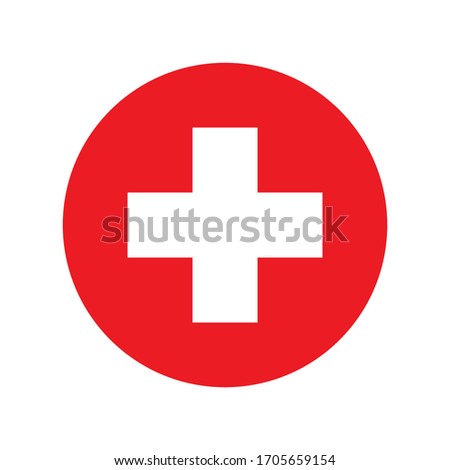 Red medical cross. Vector icon.