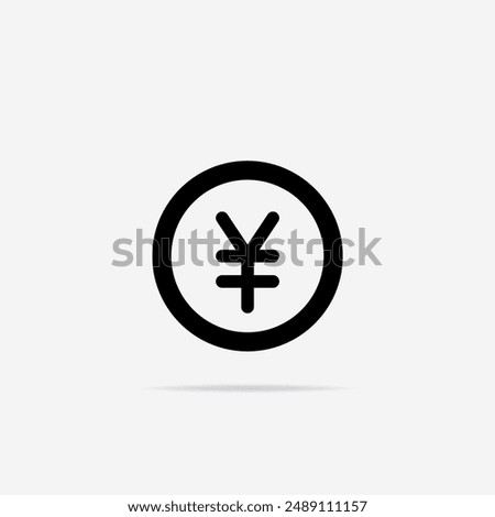 Coin Yen icon flat. Vector Coin Yen symbol