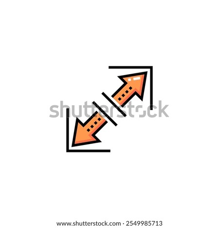 Colorful diagonal enlarge icon. Vector illustration. Isolated on white background