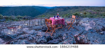 Campsite with glamour in Faia Brava nature reserve within Côa Valley in northern Portugal of Europe