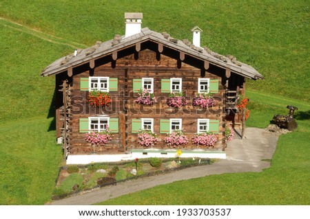 traditional wooden House in Village of Mittelberg ,Kleinwalsertal,Vorarlberg,Austria