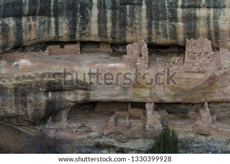 View of one of the many cliff dwellings in Mesa Verde National Park,