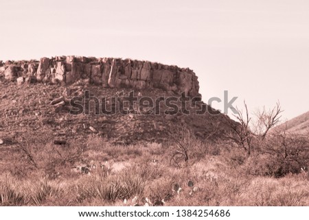 Desert mountain in sepia tone