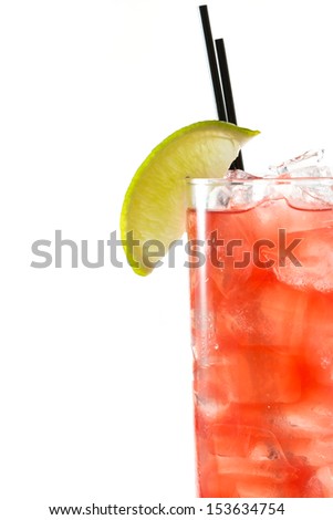classic cocktail, cape cod served in a glass isolated on a white background