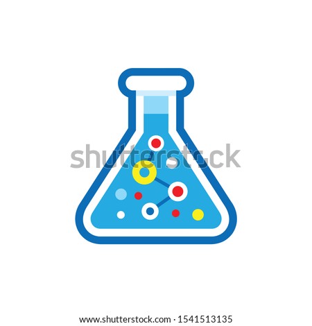 Flask laboratory glass icon flat design. Test tube concept vector sign.