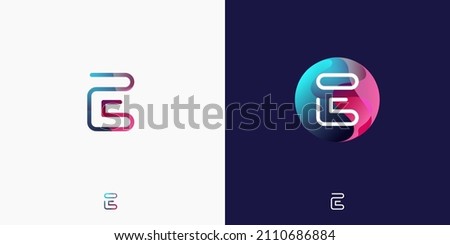 Letter E in futuristic, sophisticated and techy style. A simple but eye-catching logo, that is very suitable for technology companies such as cryptocurrencies, internet, computers, AI
