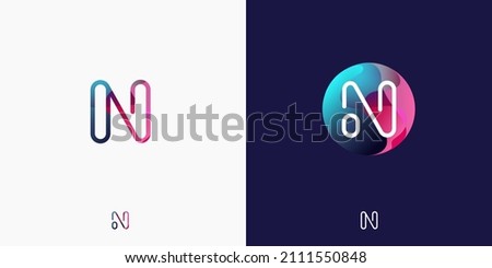 Letter N in futuristic, sophisticated and techy style. A simple but eye-catching logo, that is very suitable for technology companies such as cryptocurrencies, internet, computers, AI