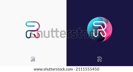 Letter R in futuristic, sophisticated and techy style. A simple but eye-catching logo, that is very suitable for technology companies such as cryptocurrencies, internet, computers, AI