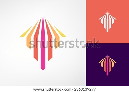 Colorful striped logo that forms an upward arrow. Fun and interesting logo. Suitable as a logo for a financial company, business consultancy, or as a graphic element for your design project.