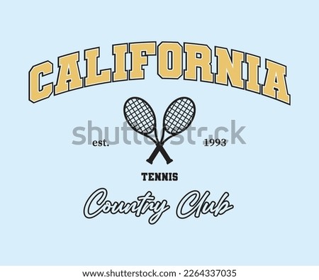 California Tennis Country Club graphic design for t shirt print or embroidery.