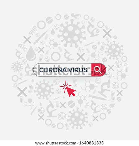 (corona virus) Word written in search bar,Vector illustration