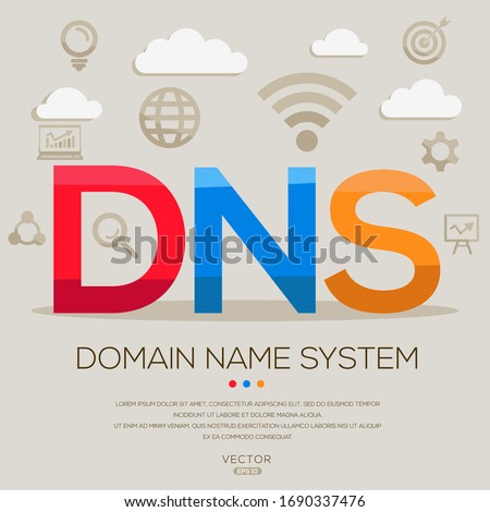  Dns mean (domain name system) ,letters and icons,Vector illustration.