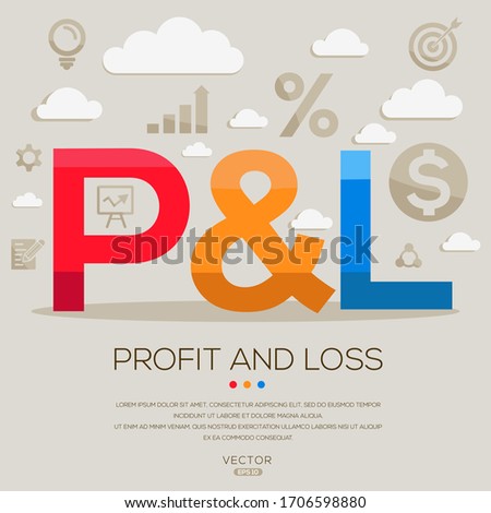 P&l mean (profit and loss) ,letters and icons,Vector illustration. Stock fotó © 