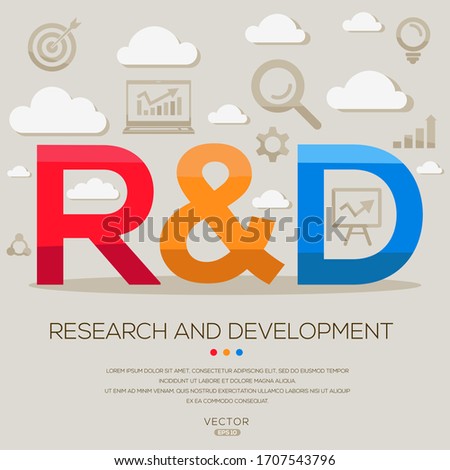 R&D mean (research and development) ,letters and icons,Vector illustration. Photo stock © 