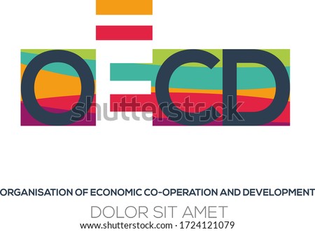 Creative colorful logo ,OECD mean (organisation of economic co-operation and development) .