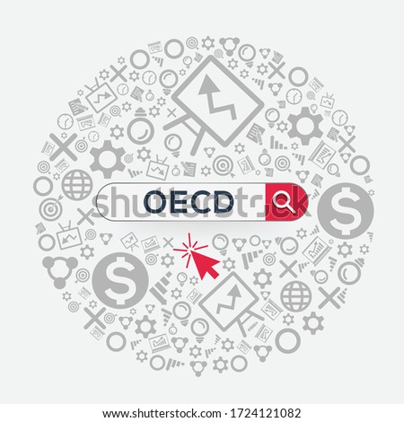 OECD mean (organisation of economic co-operation and development) Word written in search bar ,Vector illustration.