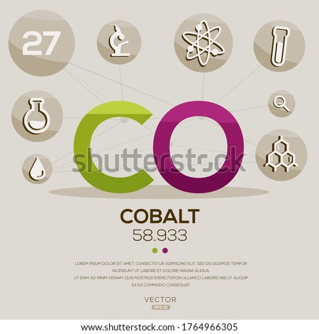 CO (Cobalt )The periodic table element,letters and icons,Vector illustration.