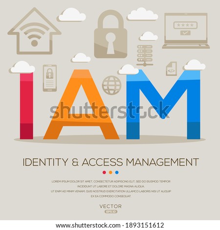 IAM mean (Identity and Access Management) IT Security acronyms ,letters and icons ,Vector illustration.