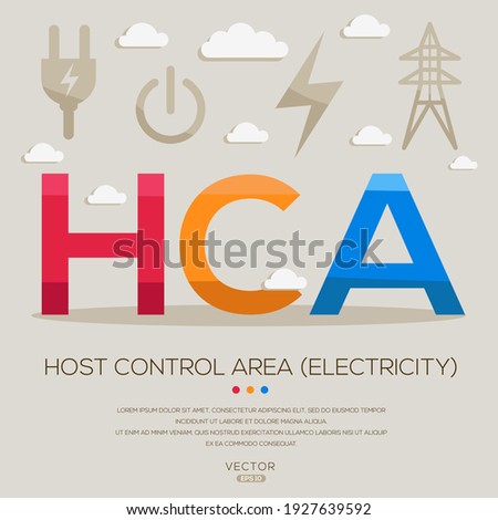 HCA mean (Host Control Area) Energy acronyms ,letters and icons ,Vector illustration.
