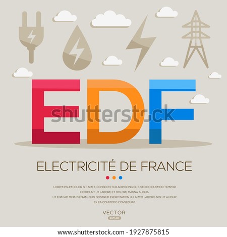 EdF mean (Electricity de France) Energy acronyms ,letters and icons ,Vector illustration.
