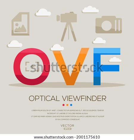 OVF mean (Optical viewfinder) photography abbreviations ,letters and icons ,Vector illustration.
